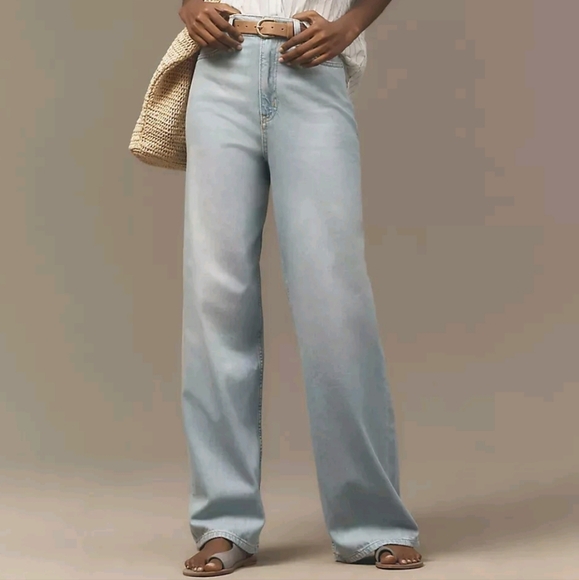 Pilcro Denim - Anthropologie Pilcro Relaxed High Rise Wide Leg Jeans 32 Light Wash